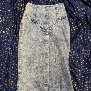 vintage 80's high waisted denim skirt | acid wash